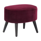 Nico Mid Century Modern Accent Chair and Ottoman Set French Merlot Red Velvet - Adore Decor: Upholstered, Polyester, Wood Frame