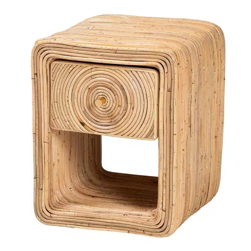bali & pari Rosina Natural Rattan 1 Drawer Nightstand Natural
