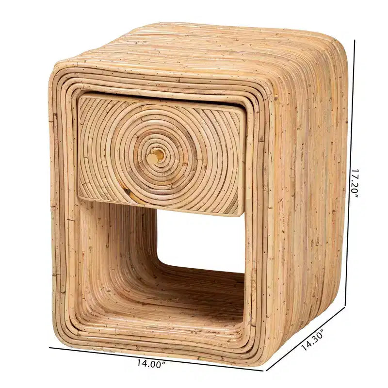 Comodino con 1 cassetto Rosina in rattan naturale