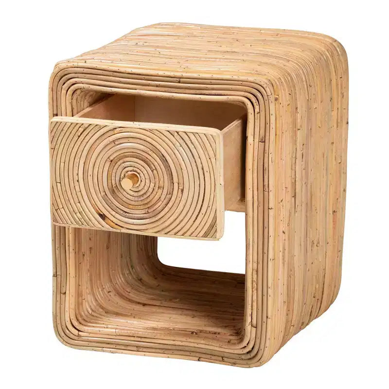 Comodino con 1 cassetto Rosina in rattan naturale