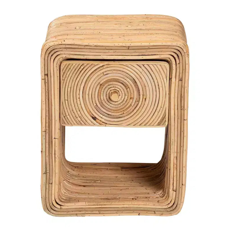 Comodino con 1 cassetto Rosina in rattan naturale