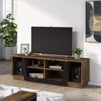 Mobile TV transizionale Rockyford per TV fino a 70" color Hickory chiaro: Consolle moderna con gestione cavi, ripiani fissi