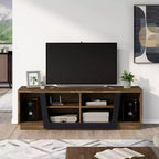 Mobile TV transizionale Rockyford per TV fino a 70" color Hickory chiaro: Consolle moderna con gestione cavi, ripiani fissi