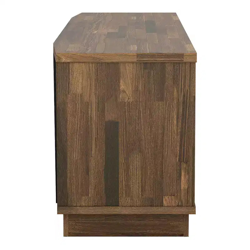 Mobile TV transizionale Rockyford per TV fino a 70" color Hickory chiaro: Consolle moderna con gestione cavi, ripiani fissi