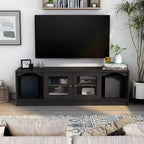 Mobile TV Jenny Modern per TV fino a 70": finitura espresso, struttura in legno, ripiani aperti, capacità 68 kg