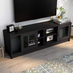 Mobile TV Jenny Modern per TV fino a 70": finitura espresso, struttura in legno, ripiani aperti, capacità 68 kg