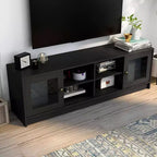 Mobile TV Jenny Modern per TV fino a 70": finitura espresso, struttura in legno, ripiani aperti, capacità 68 kg