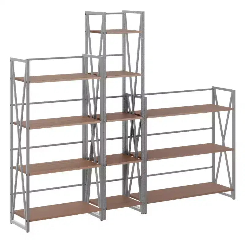 3 pz Scaffalatura Isa 156 cm Noce/Grafite: Contenitore Etagere, Struttura in Metallo Testurizzato, 11 Ripiani