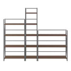 3 pz Scaffalatura Isa 156 cm Noce/Grafite: Contenitore Etagere, Struttura in Metallo Testurizzato, 11 Ripiani