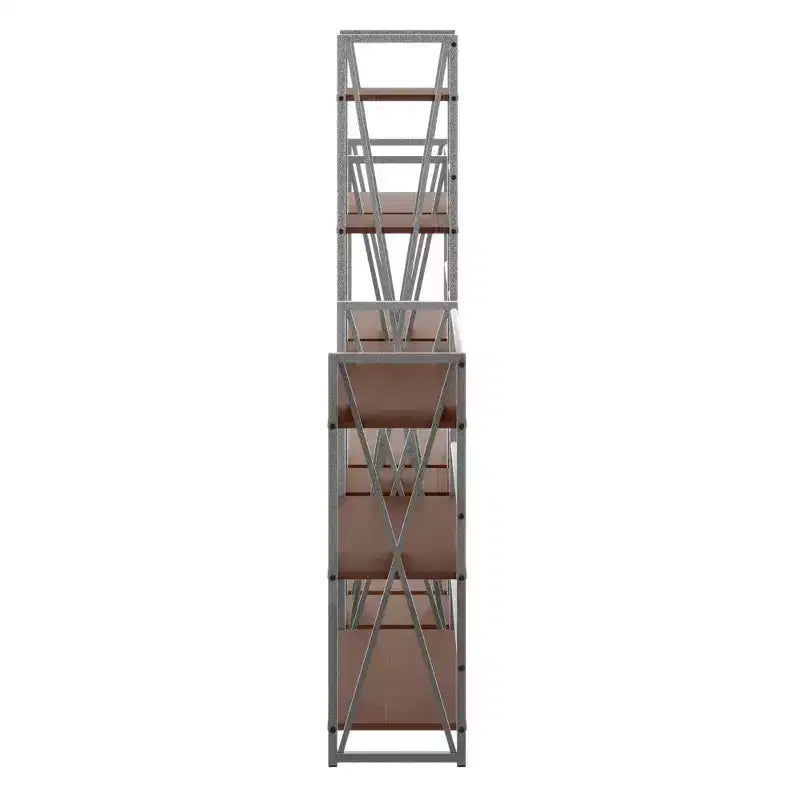3 pz Scaffalatura Isa 156 cm Noce/Grafite: Contenitore Etagere, Struttura in Metallo Testurizzato, 11 Ripiani