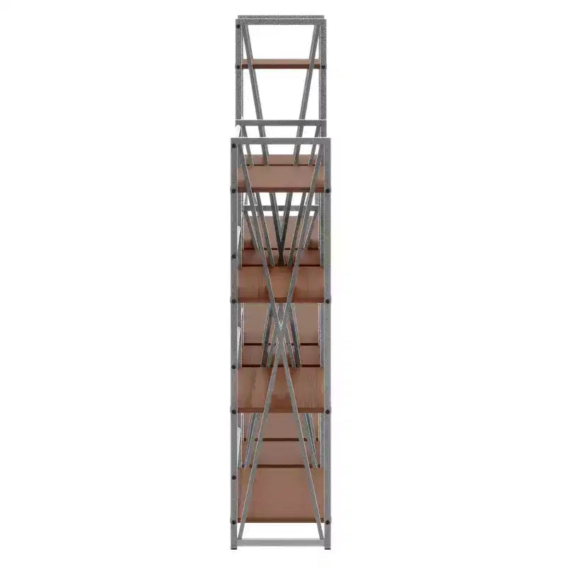 3 pz Scaffalatura Isa 156 cm Noce/Grafite: Contenitore Etagere, Struttura in Metallo Testurizzato, 11 Ripiani