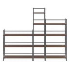 3 pz Scaffalatura Isa 156 cm Noce/Grafite: Contenitore Etagere, Struttura in Metallo Testurizzato, 11 Ripiani