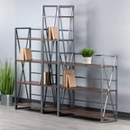 3 pz Scaffalatura Isa 156 cm Noce/Grafite: Contenitore Etagere, Struttura in Metallo Testurizzato, 11 Ripiani