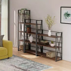 3 pz Scaffalatura Isa 156 cm Noce/Grafite: Contenitore Etagere, Struttura in Metallo Testurizzato, 11 Ripiani