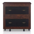 24/7 Shop At Home Garon Rustic 2 Drawer Filing Cabinet Walnut: Industrial Brass Handles, Chalkboard Inserts