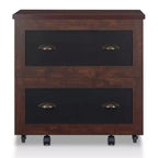 24/7 Shop At Home Garon Rustic 2 Drawer Filing Cabinet Walnut: Industrial Brass Handles, Chalkboard Inserts
