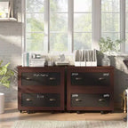 24/7 Shop At Home Garon Rustic 2 Drawer Filing Cabinet Walnut: Industrial Brass Handles, Chalkboard Inserts