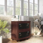 24/7 Shop At Home Garon Rustic 2 Drawer Filing Cabinet Walnut: Industrial Brass Handles, Chalkboard Inserts