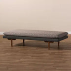 Twin Two Marit Tone Upholstered Wood Daybed Gray/Walnut - Baxton Studio: No Trundle, Space-Saving Design