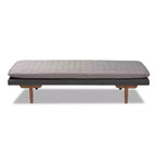 Twin Two Marit Tone Upholstered Wood Daybed Gray/Walnut - Baxton Studio: No Trundle, Space-Saving Design