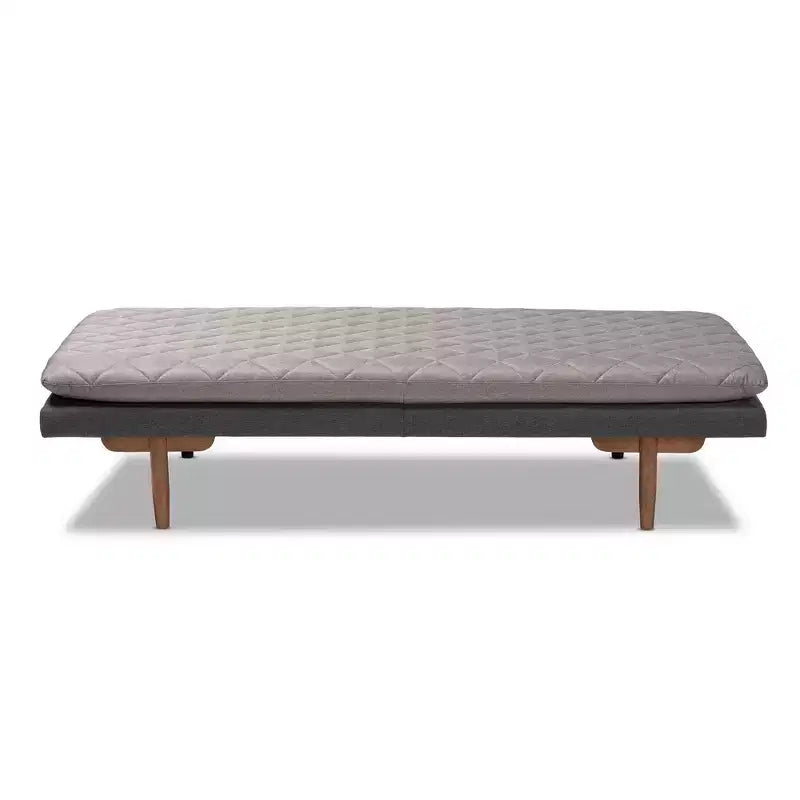 Twin Two Marit Tone Upholstered Wood Daybed Gray/Walnut - Baxton Studio: No Trundle, Space-Saving Design
