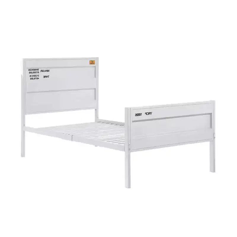 Cargo 79" Twin Bed White - Acme Furniture: Contemporary Metal Frame, No Box Spring Needed
