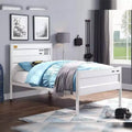 Cargo 79" Letto singolo bianco: Struttura in metallo contemporanea, Nessuna rete a molle richiesta