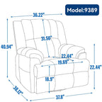 Green Oversized Manual Recliner with Swivel, Rocking, and Fabric Upholstery