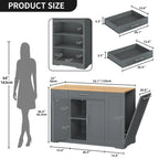 Moasis 53-inch Rolling Kitchen Island Storage Cabinet Portable Mobile Kitchen Cart