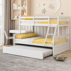 Gymax Twin Over Full Bunk Bed with Twin Trundle Convertible Platform