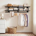 Besiost 2-Tier Clothing Rack with Hanging Rod, Clothing Shelves with Top Shelf