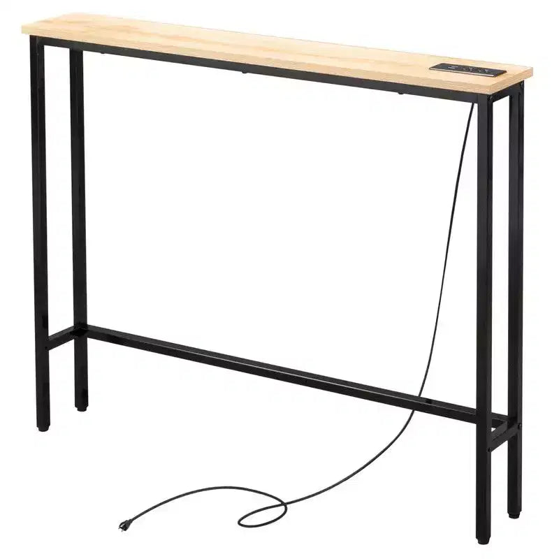 Rust Brown 1pcs Triamine Iron 100*15*79cm Entryway Table with Plugs