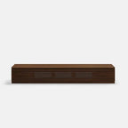 Minimalist TV Stand with DrawersSolid Wood Media Console with Cabinets, Flip-down Door, Walnut Veneer, Fully-Assembled