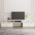 Modern White 2-Drawer Open Storage Corner TV Stand