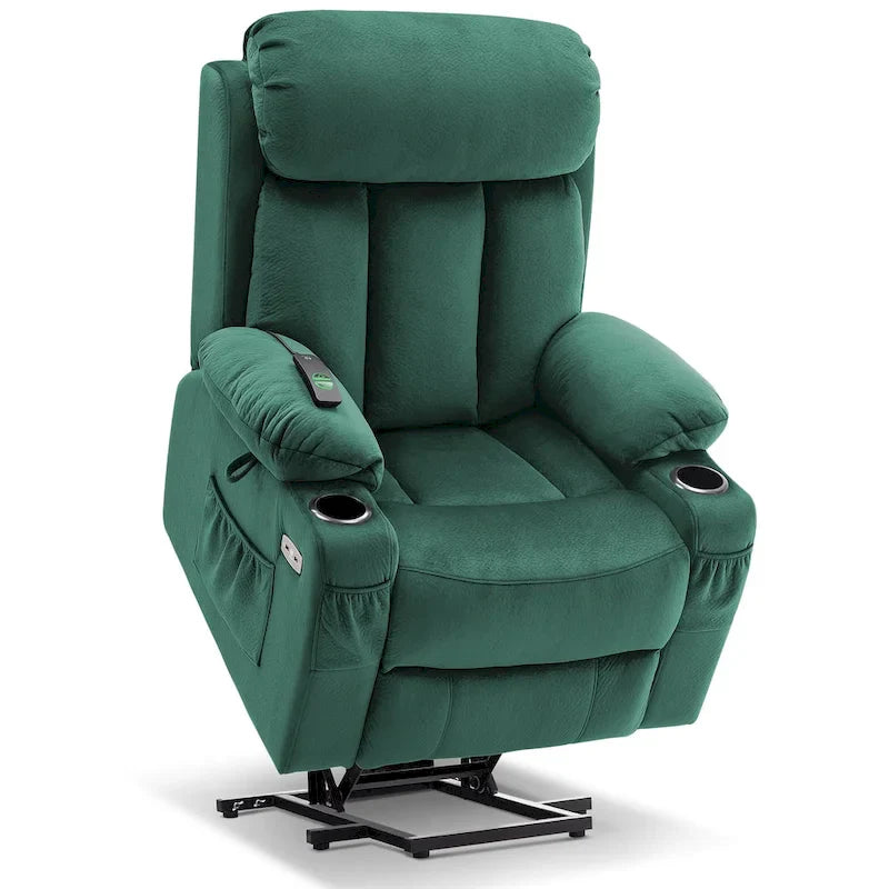 MCombo Large Power Lift Recliner with Extended Footrest for Big and Tall Elderly People, Hand Remote, Cup Holders, Fabric 7426