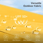 MAISON ARTS 15-foot Rectangular Crank Double-sided Outdoor Market Umbrella Solar LED Lighted Patio Umbrella with Base Included