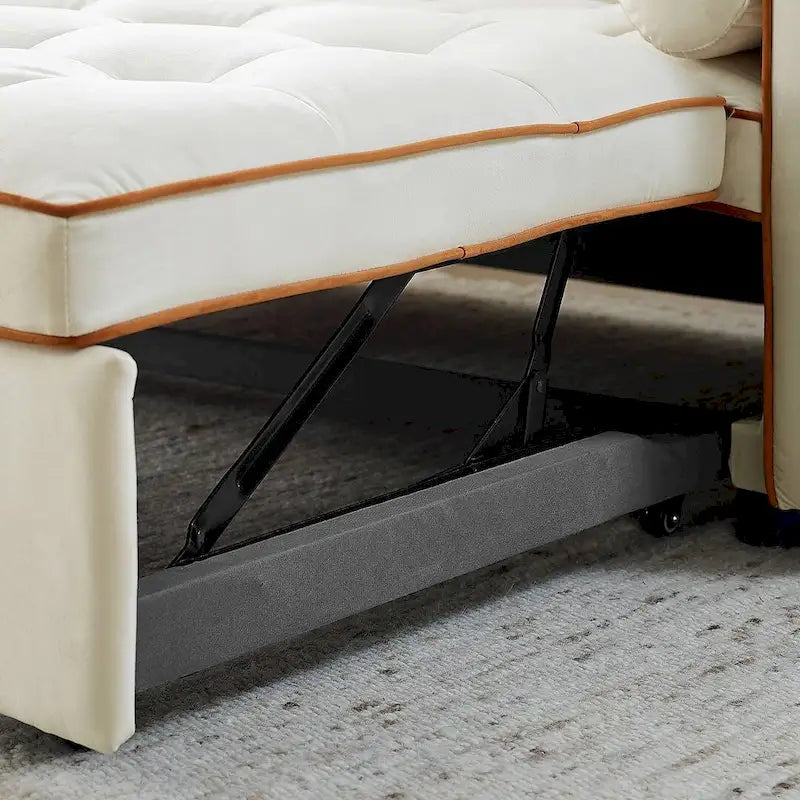 Velvet Multi-Functional Pull-Out Sofa Bed Adjustable Reclining Backrest With Pillows - N/A