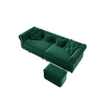 Whisen Velvet 3-in-1 King Size Pull-Out Sofa Bed & Convertible Sleeper Sofa with Movable Ottoman, Tufted Design