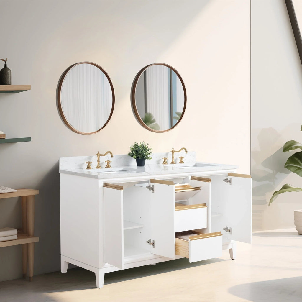 Vanity Art Bathroom Vanity with Ceramic Sink and Engineered Marble Top