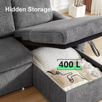 Dyonery 81 Sectional Sleeper Sofa, L-Shaped Pull Out Couch with Reversible Storage Chaise, USB, Reclining Backrest