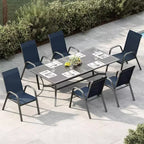 Patio Chairs,Outdoor Stackable Dining Chairs Set of 4/6 All Weather Lightweight Textilene Outdoor Chair Sets with Armrests for Backyard,Pool Deck