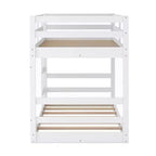 Low Bunk Bed , Wooden Floor Bunk Bed with Ladder, Bunk Bed with Full Guardrails