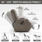 Power Lift Recliner Chair, Modern Single Motor Massage Sofa Chair with Lumbar Heating, USB Charging Port, Cup Holders