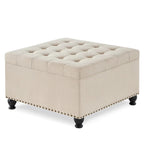 Large Square Storage Ottoman with Wooden Legs