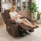 Poltrona reclinabile girevole a 360° con massaggio e riscaldamento, extra large - Sedia da salotto ergonomica con portabicchieri, tasche laterali per soggiorno, cameretta