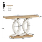 Vintage Console Table with Geometric Base Wooden Hallway Table
