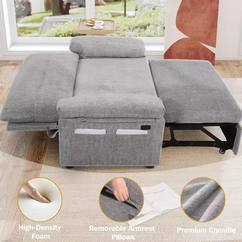 Dyonery 3-in-1 Convertible Sofa Bed, Pull Out Sleeper Sofa with Adjustable Backrest