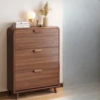 Traditional Hidden Adjustable 3 Tiers Solid Wood Shoe Cabinet