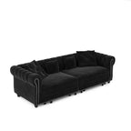 Whisen Velvet 3-in-1 King Size Pull-Out Sofa Bed & Convertible Sleeper Sofa with Movable Ottoman, Tufted Design