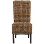 Set of 2 Natural Wicker Dining Chairs 19W x 22D x 41H, Boho Coastal Style
